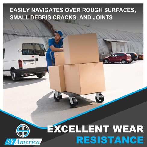 عجلات SY America مقاس 6 بوصة × 2 بوصة، عجلات صناعية، عجلات مطاطية على عجلات من الحديد الزهر لحاويات القمامة وصناديق القمامة، 4 دوارة، مجموعة سعة 4000 رطل مكونة من 4 قطع in Kuwait