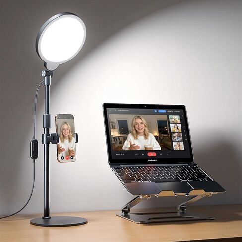 Desk Ring Light with Stand, Adjustable Desktop Light with Phone Holder for Video Calls, Zoom Lighting for Computer/Laptop/Conference/Webcam, Video Light for Recording, Podcast,Photography in Saudi Arabia