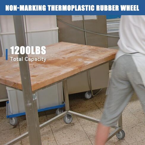 عجلات من الفولاذ المقاوم للصدأ مقاس 4 بوصات، عجلات صناعية شديدة التحمل - عجلات مطاطية لدنة بالحرارة للمختبرات، خدمة الطعام - 2 دوارة 2 صلبة، سعة تحميل 1200 رطل in Kuwait