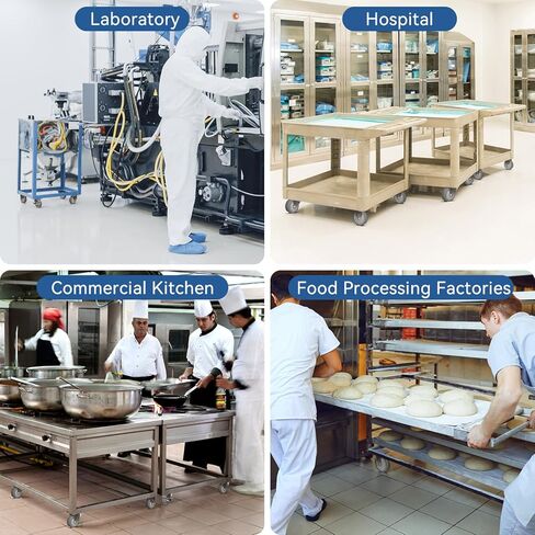 عجلات من الفولاذ المقاوم للصدأ مقاس 4 بوصات، عجلات صناعية شديدة التحمل - عجلات مطاطية لدنة بالحرارة للمختبرات، خدمة الطعام - 2 دوارة 2 صلبة، سعة تحميل 1200 رطل in Kuwait