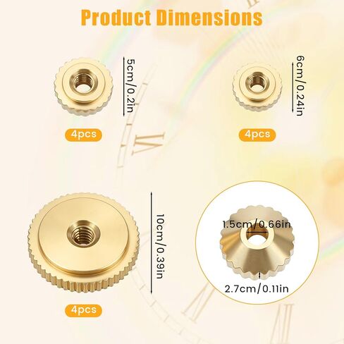 12 PCS Brass Clock Hand Nut Assortment, Clock Hand Assortment, Clock Parts for Wall Clocks, Table Clocks, Grandfather Clocks with 5/6/10mm in Saudi Arabia