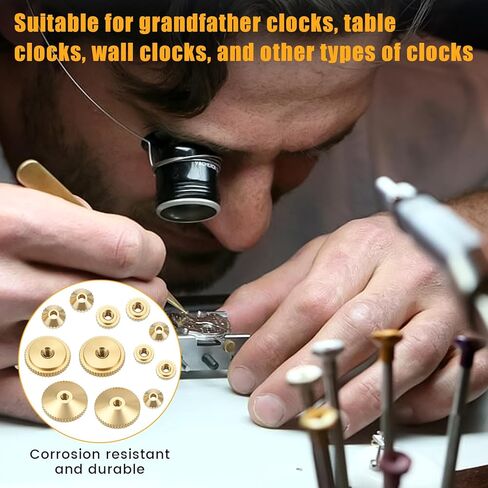12 PCS Brass Clock Hand Nut Assortment, Clock Hand Assortment, Clock Parts for Wall Clocks, Table Clocks, Grandfather Clocks with 5/6/10mm in Saudi Arabia