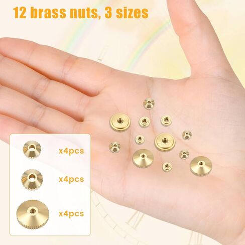 12 PCS Brass Clock Hand Nut Assortment, Clock Hand Assortment, Clock Parts for Wall Clocks, Table Clocks, Grandfather Clocks with 5/6/10mm in Saudi Arabia