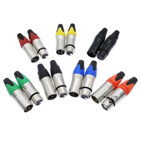 XLR Connector Audio Plugs Microphone 3pin Speaker Male & Female Colour 1Pcs(Yellow Female) in Saudi Arabia