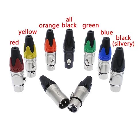 XLR Connector Audio Plugs Microphone 3pin Speaker Male & Female Colour 1Pcs(Yellow Female) in Saudi Arabia