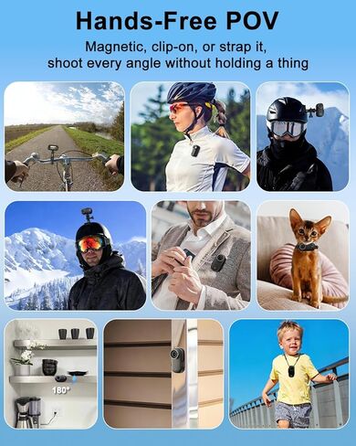 Body Camera, Mini Sports Camera with 64GB TF Card, 1080P HD Body Cam, 180° Rotatable Lens, Small Action Video Camcorder with Magnetic Back Clip & Bike Mount, POV Cam for Bike, Outdoor Use in Kuwait