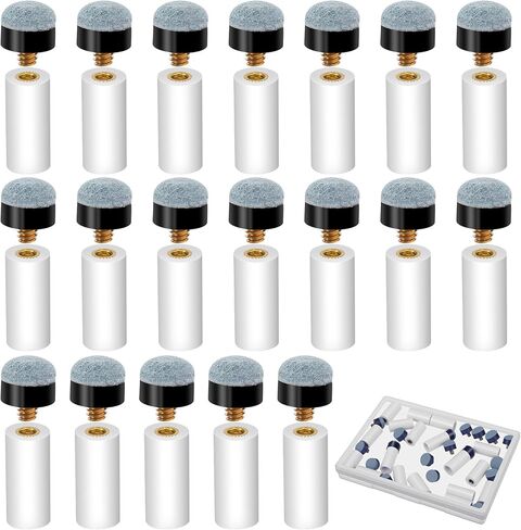 18 Pcs Pool Stick Tips, Billiard Cue Tips Replacement Kit Pool Cue Tip with White Ferrules No Glue Billiard Cues Stick Accessories for Snooker Pools Cues(12mm,13mm) in Saudi Arabia
