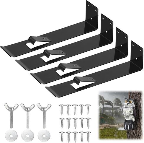 4 Pack Owl Mounting Bracket – Metal Bracket with Secure Clip Heavy Duty Owl Attachment Post Mount for Plastic Garden Owls in Kuwait