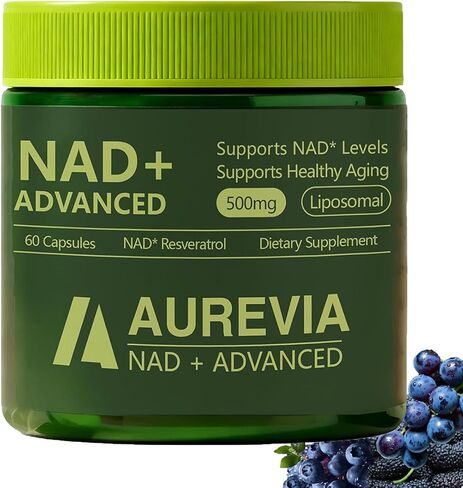 Aurevia NAD Advanced Supplement, Aurevia NAD+ Advanced 500mg Liposomal for Energy & Cellular Health - Women & Men, 60 Capsules (1pcs) in Saudi Arabia