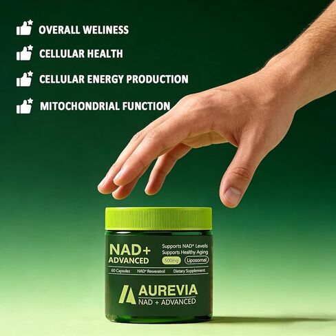 Aurevia NAD Advanced Supplement, Aurevia NAD+ Advanced 500mg Liposomal for Energy & Cellular Health - Women & Men, 60 Capsules (1pcs) in Saudi Arabia