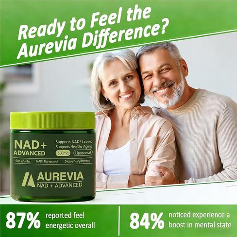 Aurevia NAD Advanced Supplement, Aurevia NAD+ Advanced 500mg Liposomal for Energy & Cellular Health - Women & Men, 60 Capsules (1pcs) in Saudi Arabia