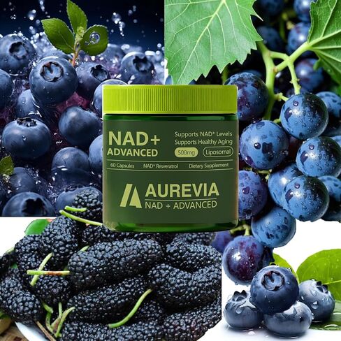 Aurevia NAD Advanced Supplement, Aurevia NAD+ Advanced 500mg Liposomal for Energy & Cellular Health - Women & Men, 60 Capsules (1pcs) in Saudi Arabia