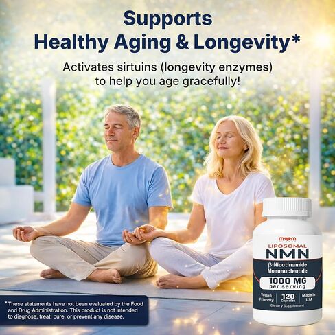 NMN Supplement 1000 mg Pure Nicotinamide Mononucleotide - NAD Precursor for Energy, Cellular Renewal & Longevity Support - Mitochondrial Support 120 Capsules - Vegan, Non GMO, Gluten Free in Saudi Arabia