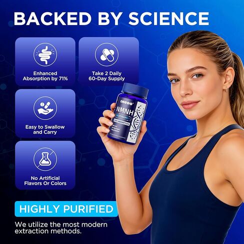 مكمل NMNH مع مكمل NAD أقصى فعالية مع ريسفيراترول وبتيروستيلبين، CoQ10 والفلفل الأسود، للطاقة الخلوية، ودعم مكافحة الشيخوخة، وتنشيط السيرتوين ودعم الميثيل، 120 in Kuwait