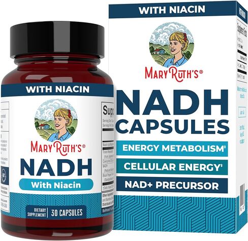 كبسولات MARYRUTH'S NADH | النياسين | NAD + السلائف | عبر ريسفيراترول | CoQ10 | الطاقة الخلوية | استقلاب الطاقة | الوظيفة المعرفية | نباتي | خالي من الغلوتين | كبسولة واحدة يوميًا | 30 حصة in Kuwait