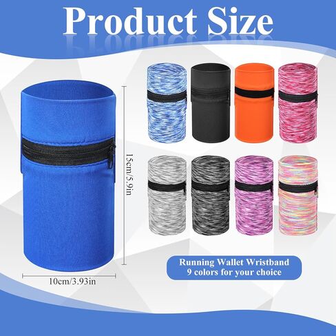 9 قطع محفظة معصم للنساء والرجال، حقيبة معصم للجري عالية المرونة مع سحاب قابل للتعديل ومحفظة معصم للنساء أثناء السفر والجري والمشي لمسافات طويلة in Saudi Arabia