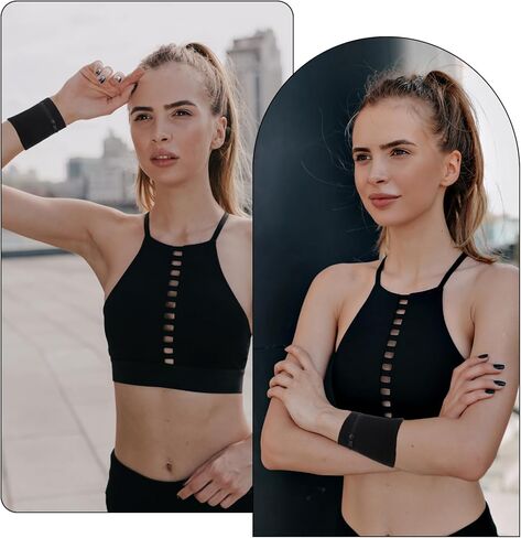 4PCS Black Wrist Wallet, Wrist Sweatband with Zipper Breathable Wristbands Ankle Wallet Coin Keys Storage Pouch Pocket for Gym Running Hiking Jogging Sports in Saudi Arabia