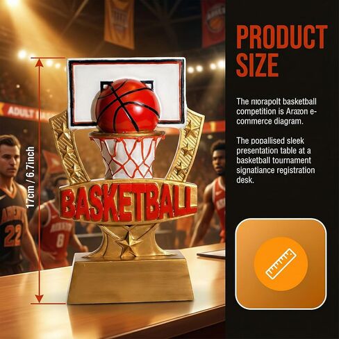 6.5inch Basketball Trophy Small Basketball Trophy Award Resin Basketball Trophy for Basketball Sport Plaque Basketball Contest Basketball Team Prize Gift Trophies for Competition in Saudi Arabia