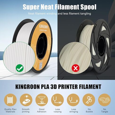 Kingroon High Speed PLA 3D Printer Filament 1.75mm, 3D Printer Rapid Filament for 30-600mm/s Hyper Printing Filament, Dimensional Accuracy +/- 0.03 mm, 1kg Plastic Spool(2.2lbs) (White) in Saudi Arabia