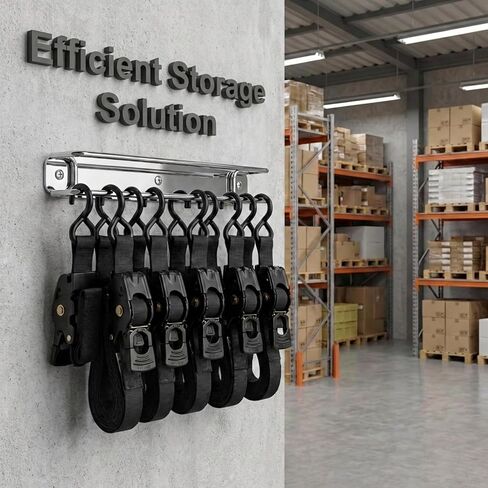 حامل تثبيت على الحائط من الفولاذ المقاوم للصدأ من JBscoop - منظم حزام سقاطة مزدوج القضيب عالي التحمل للمقطورة المغلقة والجراج والمتجر - سلك بنجي، مشبك كام ورف تخزين حزام الشحن - مقاوم للصدأ in Kuwait
