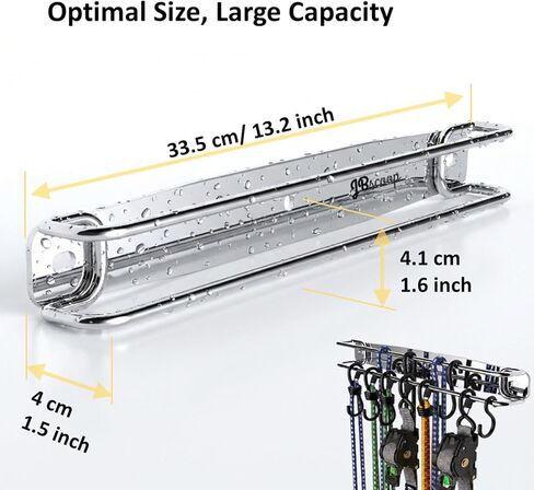 حامل تثبيت على الحائط من الفولاذ المقاوم للصدأ من JBscoop - منظم حزام سقاطة مزدوج القضيب عالي التحمل للمقطورة المغلقة والجراج والمتجر - سلك بنجي، مشبك كام ورف تخزين حزام الشحن - مقاوم للصدأ in Kuwait