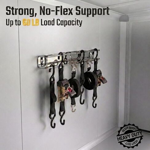 حامل تثبيت على الحائط من الفولاذ المقاوم للصدأ من JBscoop - منظم حزام سقاطة مزدوج القضيب عالي التحمل للمقطورة المغلقة والجراج والمتجر - سلك بنجي، مشبك كام ورف تخزين حزام الشحن - مقاوم للصدأ in Kuwait