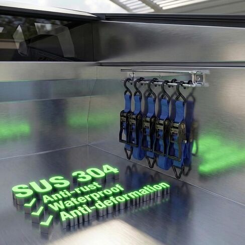 حامل تثبيت على الحائط من الفولاذ المقاوم للصدأ من JBscoop - منظم حزام سقاطة مزدوج القضيب عالي التحمل للمقطورة المغلقة والجراج والمتجر - سلك بنجي، مشبك كام ورف تخزين حزام الشحن - مقاوم للصدأ in Kuwait