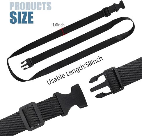 2 حزمة من أشرطة النايلون، 1 بوصة × 71 بوصة، أشرطة بإبزيم أسود، حزام الأمتعة، أشرطة قابلة للتعديل سريعة الفك للأمتعة وحقائب الظهر (2) in Kuwait