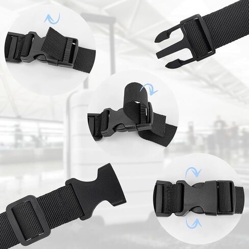 2 حزمة من أشرطة النايلون، 1 بوصة × 71 بوصة، أشرطة بإبزيم أسود، حزام الأمتعة، أشرطة قابلة للتعديل سريعة الفك للأمتعة وحقائب الظهر (2) in Kuwait