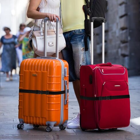 2 حزمة من أشرطة النايلون، 1 بوصة × 71 بوصة، أشرطة بإبزيم أسود، حزام الأمتعة، أشرطة قابلة للتعديل سريعة الفك للأمتعة وحقائب الظهر (2) in Kuwait