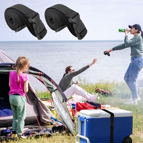 2 حزمة من أشرطة النايلون، 1 بوصة × 71 بوصة، أشرطة بإبزيم أسود، حزام الأمتعة، أشرطة قابلة للتعديل سريعة الفك للأمتعة وحقائب الظهر (2) in Kuwait