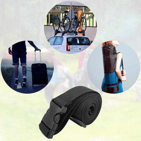 2 حزمة من أشرطة النايلون، 1 بوصة × 71 بوصة، أشرطة بإبزيم أسود، حزام الأمتعة، أشرطة قابلة للتعديل سريعة الفك للأمتعة وحقائب الظهر (2) in Kuwait