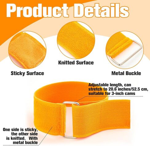 مجموعة من 6 قطع من SATINIOR مقاس 2 بوصة × 18.5 بوصة وشريط فيلكرو قابل للتعديل مع إبزيم معدني وحزام أمان قابل لإعادة الاستخدام وأشرطة تأمين متعددة الأغراض من النايلون تناسب تركيب أخدود الكاميرا مقاس 3 بوصات in Kuwait