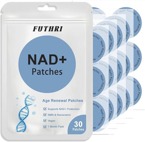 NAD+رقعة نباتية، عدد 60 | بقع NAD للنساء والرجال | NAD+ Patch للطاقة والشيخوخة الصحية | مع CoQ10 والنيكوتيناميد | مريح للارتداء طوال اليوم لمدة 60 يومًا in Saudi Arabia