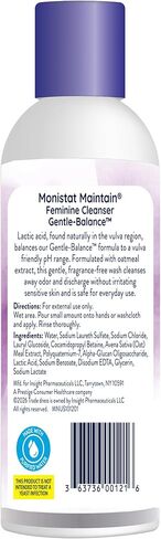 Monistat Gentle-Balance Feminine Cleanser for Women, Feminine Wash with Lactic Acid and Oatmeal Extract, Fragrance-Free, pH Balanced, 10 Fl Oz in Kuwait