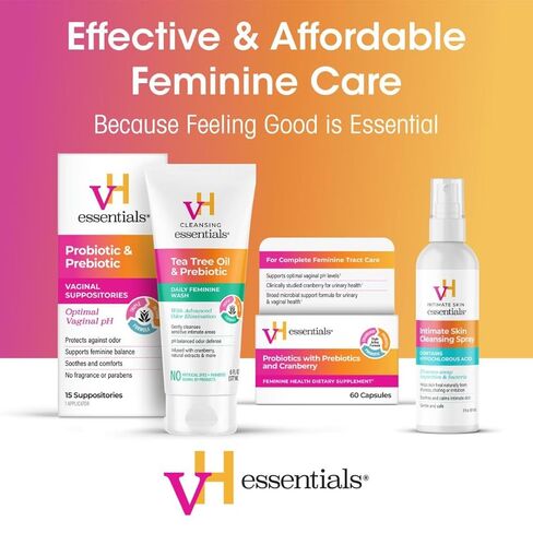 vh Essentials رذاذ التطهير الحميم مع حمض هيبوكلوروس 3 أوقية سائلة - منظف أنثوي لطيف ومتوازن لدرجة الحموضة للتحكم في الرائحة والنضارة والراحة - خالي من الكحول وخالي من اللدغة in Kuwait