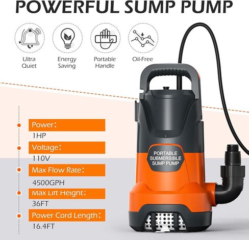 مضخة مستنقع 1 حصان مضخة مياه غاطسة محمولة نظيفة/قذرة كهربائية in Kuwait