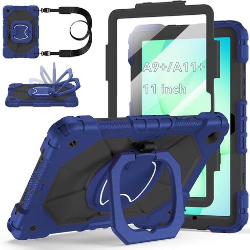 Case for Samsung Galaxy Tab A9 Plus 11 Inch 2023(SM-X210/X216/X218), Auorld Rugged Case for Samsung Galaxy A9+ Tablet with Screen Protector 360 Rotating Stand Shoulder Strap Pen Holder, Navy Pink in Kuwait