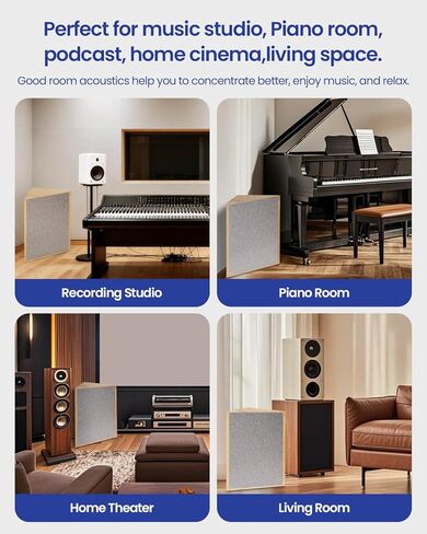 2 pack Bass Traps,24" X 12" Wooden Acoustic Panels,Better than Bass Trap Studio Foam,Corner Block Finish,Acoustic Treatment Panels for Studio, Listening Room or Theater in Saudi Arabia