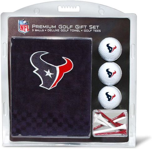 مجموعة هدايا فريق الجولف NFL Houston Texans: منشفة جولف مطرزة، 3 كرات جولف، و14 تيشيرت جولف مقاس 2-3/4 بوصة، منشفة ثلاثية الطي مقاس 16 بوصة × 22 بوصة و100% قطن in Saudi Arabia