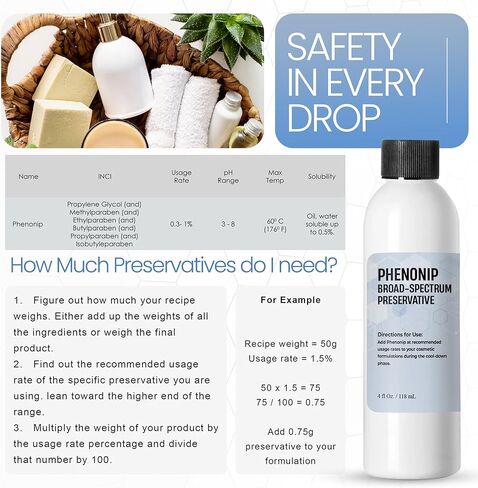 Phenonip (1 Ounces / 30 mL), Phenonip Natural Preservative for Lotion, Cream, Phenonip Organic Preservative DIY Lotion and Scrub by Talsen Chemicals in Saudi Arabia
