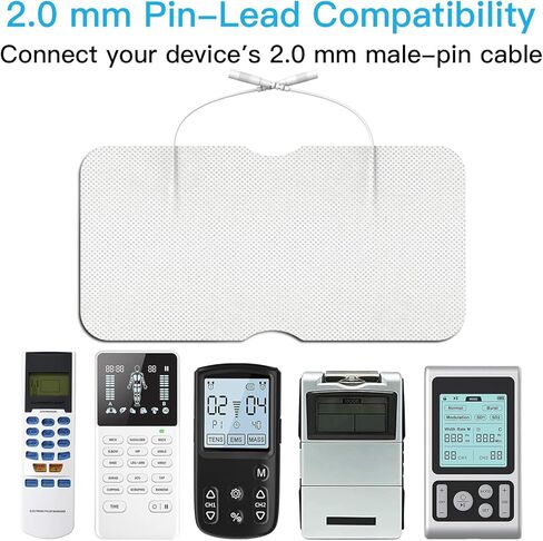 DOMAS Large TENS Pads for Lower-Back Pain Relief, Compatible with TENS 7000 and Other 2.0mm Pin Units, 4"×8", Dual-Lead, Reusable, Latex-Free, 4-Pack in Kuwait