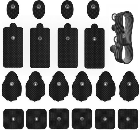 20 قطعة من وسادات الأقطاب الكهربائية لوحدة عشرات مع مجموعة مجموعة كابلات سلكية. وسادات استبدال وحدة TENS ذاتية اللصق من هيدروجيل ممتازة قابلة لإعادة الاستخدام، متوافقة مع Belifu، AVCOO، NURSAL، TENS 7000، AUVON، Neocarbon in Kuwait