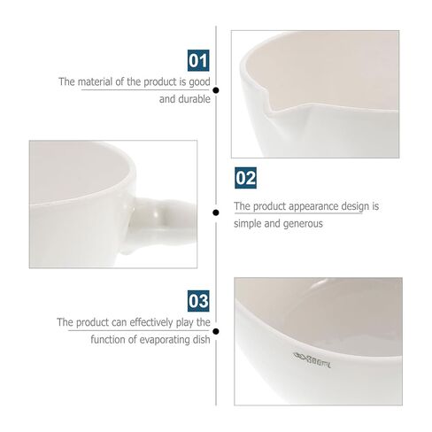 Totority Porcelain Laboratory Evaporating Basin with Handle 300ml Round Ceramic Evaporation Dish Science Lab Evaporating Container for Laboratory and Educational Use in Saudi Arabia