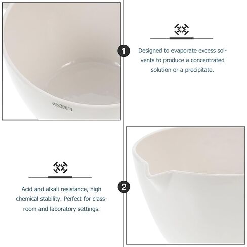 Totority Porcelain Laboratory Evaporating Basin with Handle 300ml Round Ceramic Evaporation Dish Science Lab Evaporating Container for Laboratory and Educational Use in Saudi Arabia