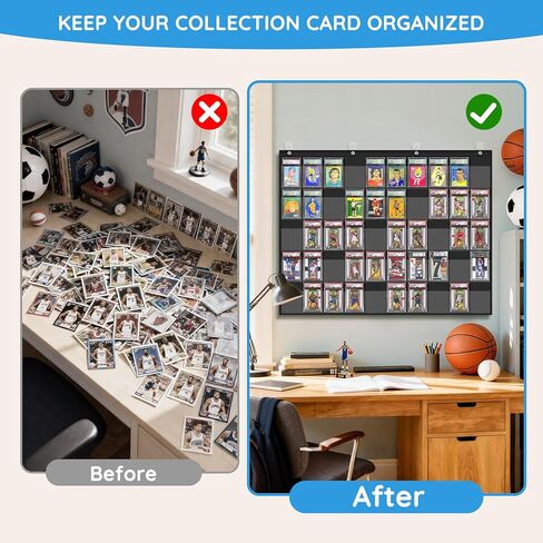 ZKOO Cards Display Case, 50 Pocket PSA/BGS/CGC Grading Cards Storage Bag for Sports Card, Baseball Card, Football & Basketball Card, Trading Card Wall Display Bag, Black in Kuwait