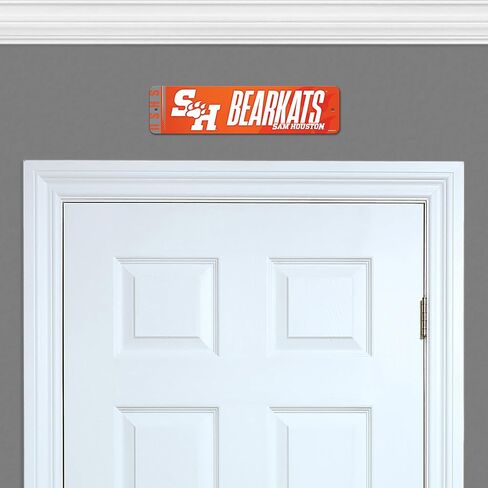 Rico Industries NCAA Sam Houston State Bearkats "Bearkats" لافتة شارع معدنية مقاس 4 × 15 بوصة ديكور منزلي - غرفة النوم - المكتب - كهف الرجل in Saudi Arabia