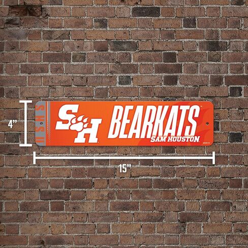 Rico Industries NCAA Sam Houston State Bearkats "Bearkats" لافتة شارع معدنية مقاس 4 × 15 بوصة ديكور منزلي - غرفة النوم - المكتب - كهف الرجل in Saudi Arabia