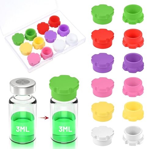 sibba 12pack 3ml قوارير زجاجية قبعات قارورة واقية مانعة للتسرب سيليكون الببتيد الأغطية قابلة لإعادة الاستخدام 6 ألوان قوارير يغطي لتخزين الببتيد حقن in Saudi Arabia