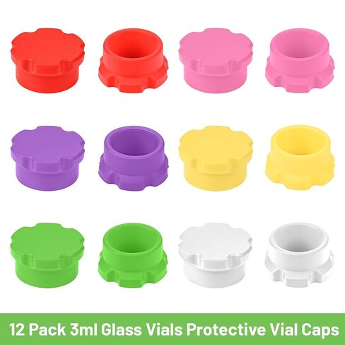 sibba 12pack 3ml قوارير زجاجية قبعات قارورة واقية مانعة للتسرب سيليكون الببتيد الأغطية قابلة لإعادة الاستخدام 6 ألوان قوارير يغطي لتخزين الببتيد حقن in Saudi Arabia